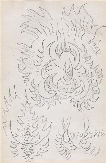 CHARLES BURCHFIELD Two abstract pencil drawings.